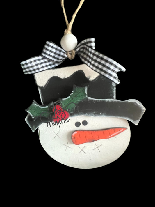 Snowman with Holly Accent Christmas Tree Ornament