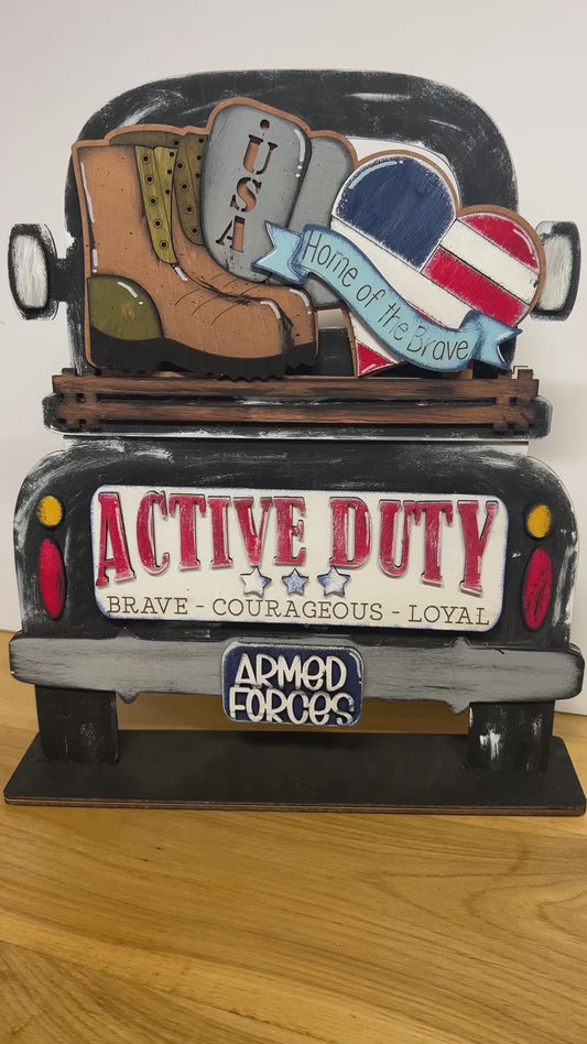 Active Duty – Brave – Courageous - Loyal Interchangeable Retro Truck ADD-ON ONLY Truck Inserts