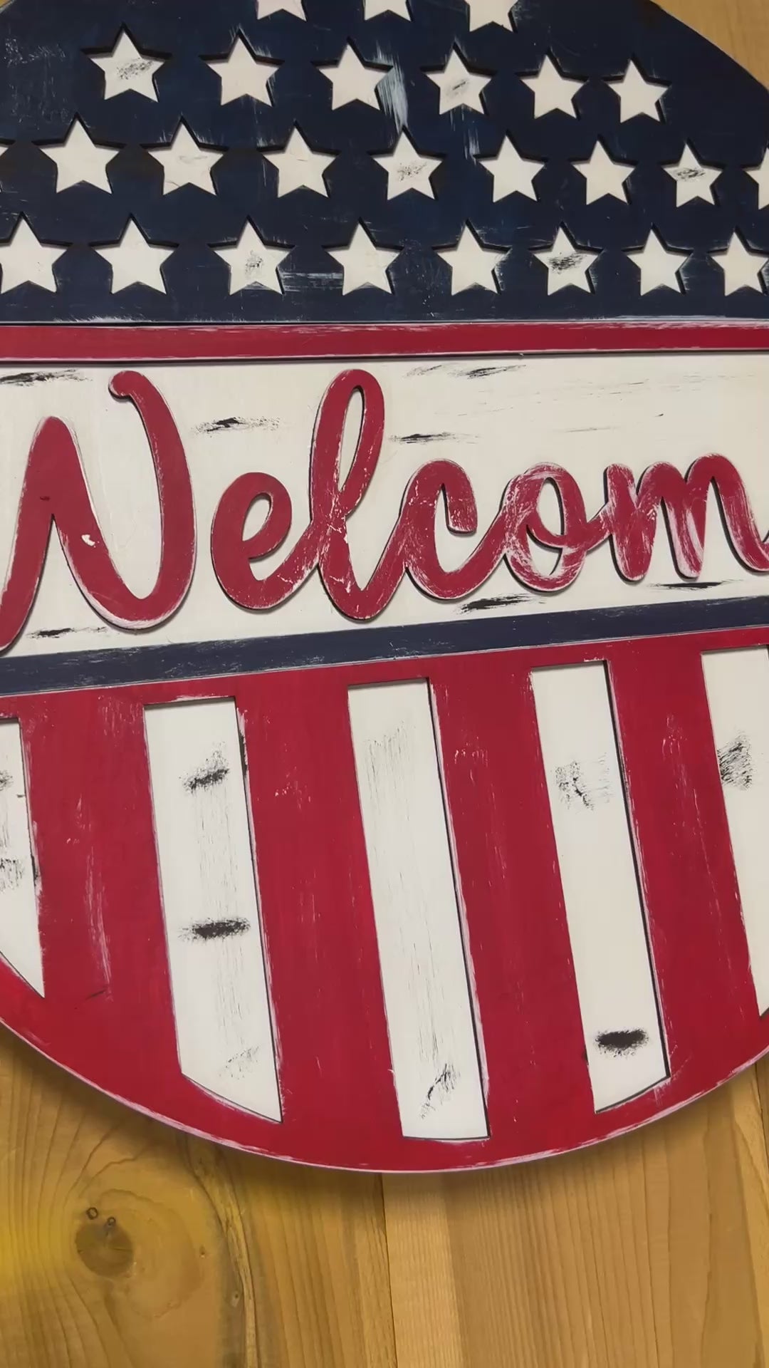 USA Flag Welcome Round Sign Welcome Stars and Strips Welcome USA