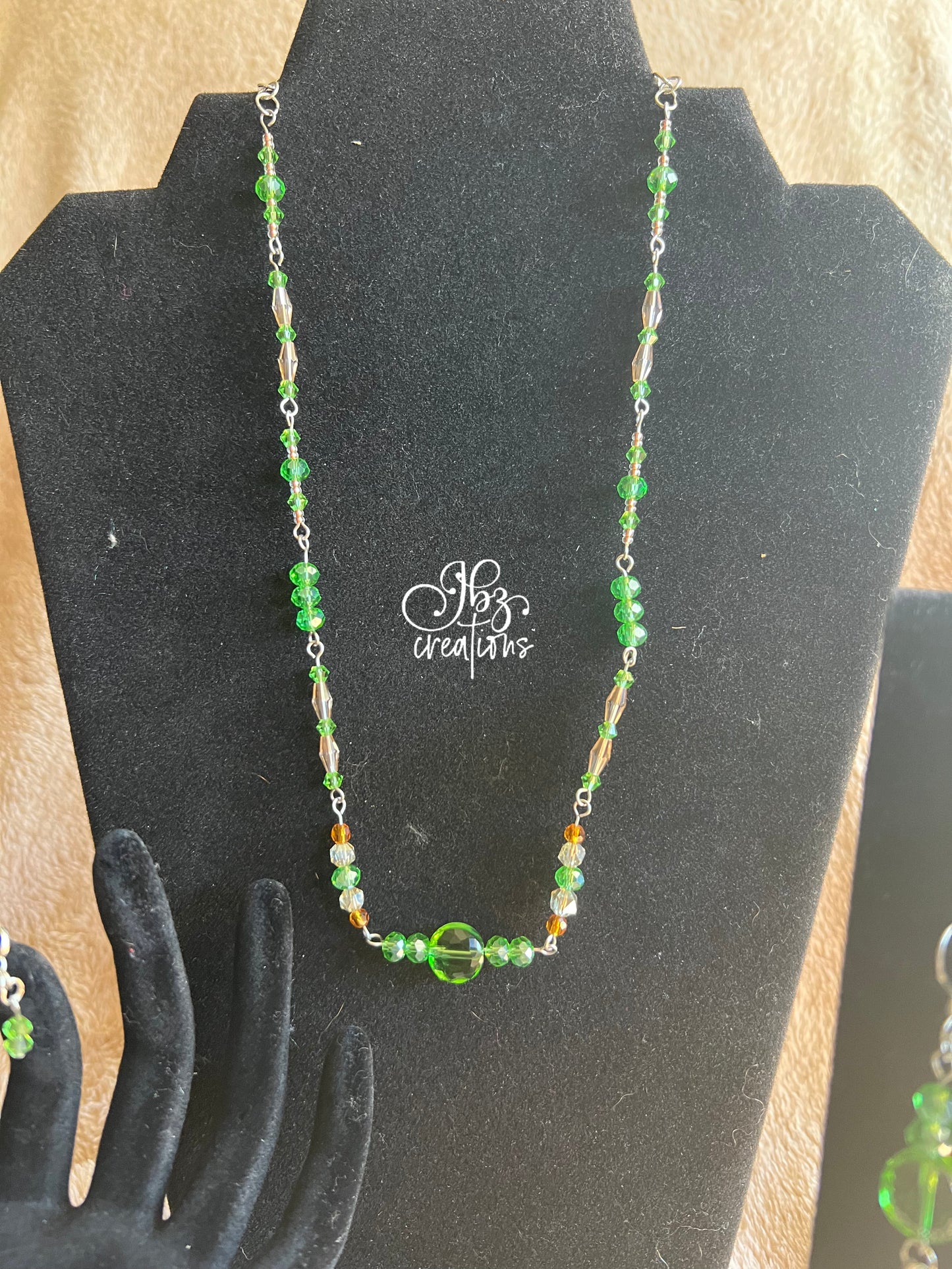 Green and Silver Leaf Jewelry Set