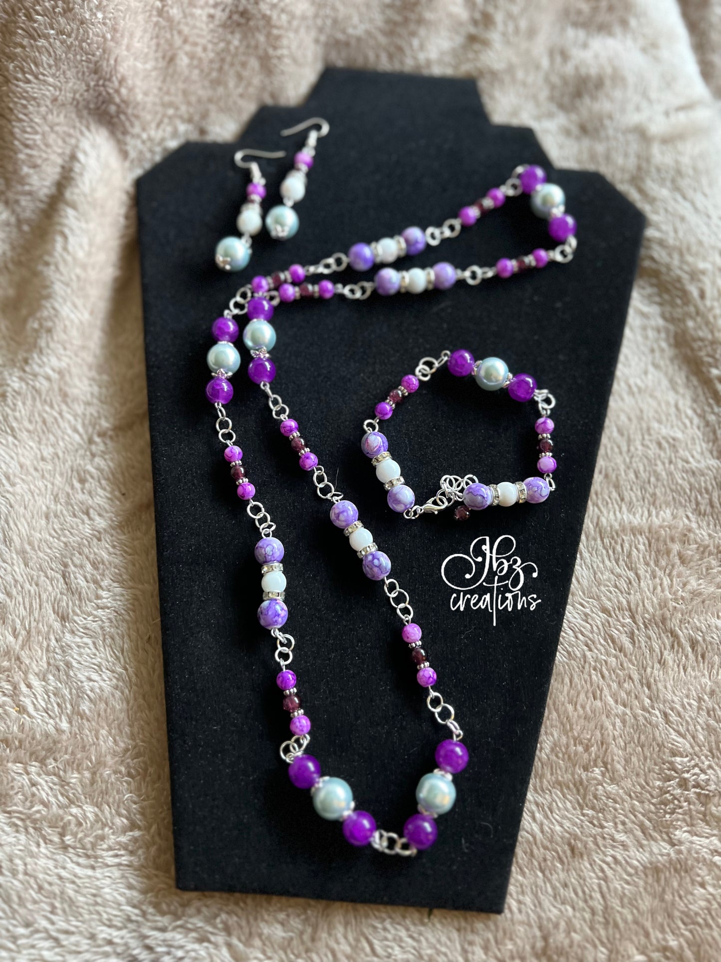 Purple and Light blue bead Jewelry Set