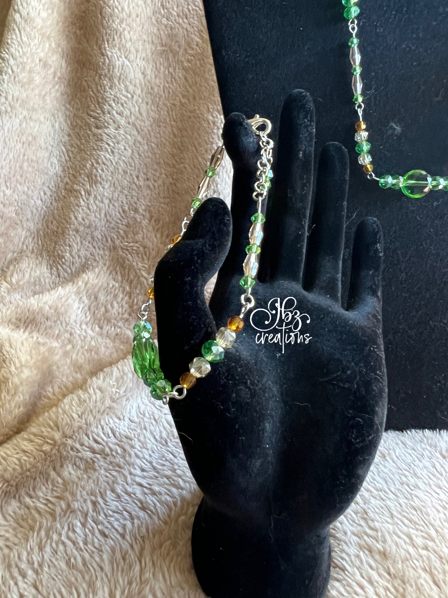 Green and Silver Leaf Jewelry Set