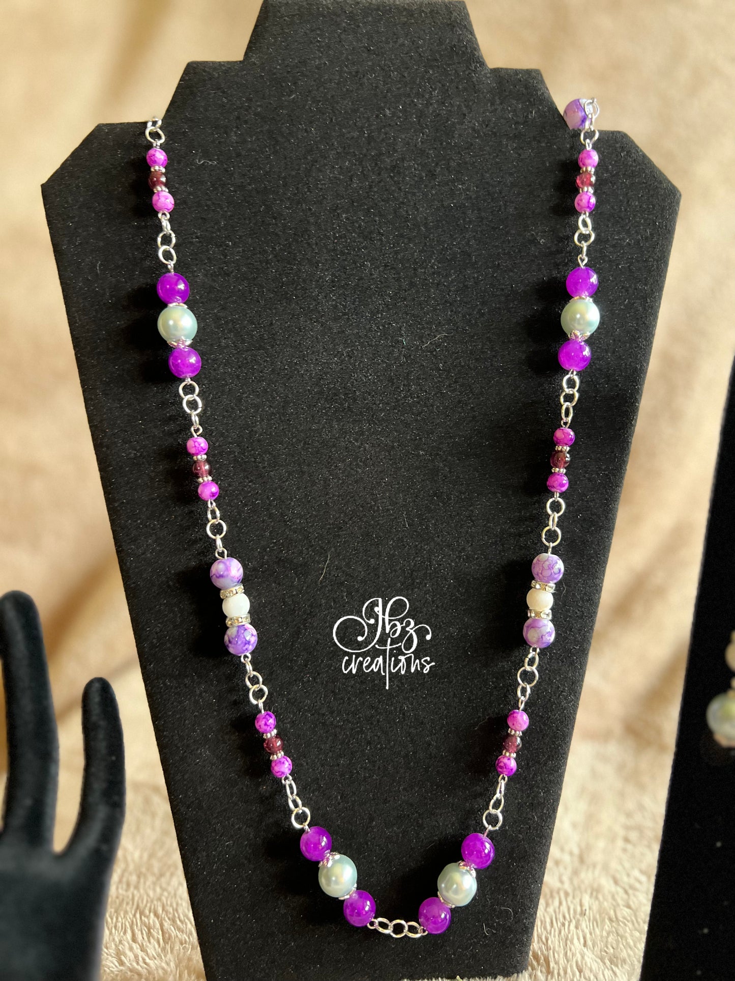 Purple and Light blue bead Jewelry Set