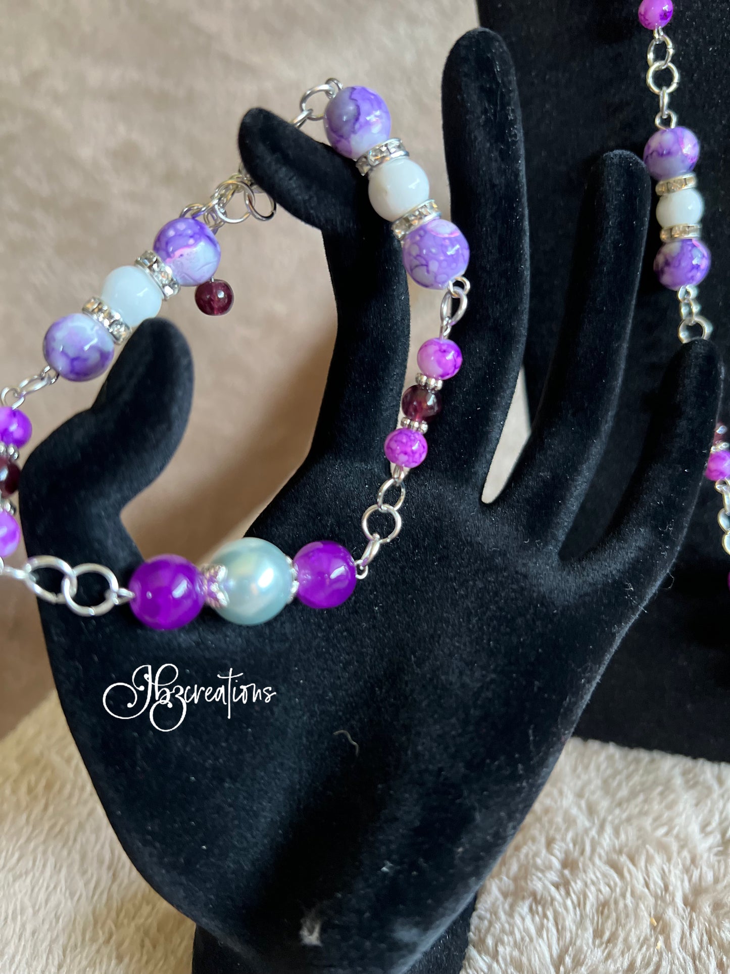 Purple and Light blue bead Jewelry Set