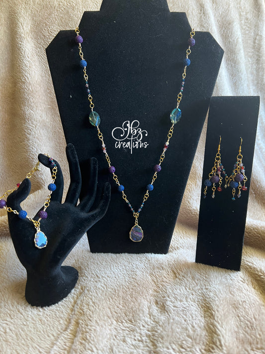 Teal, Purple and Gold Jewelry Set