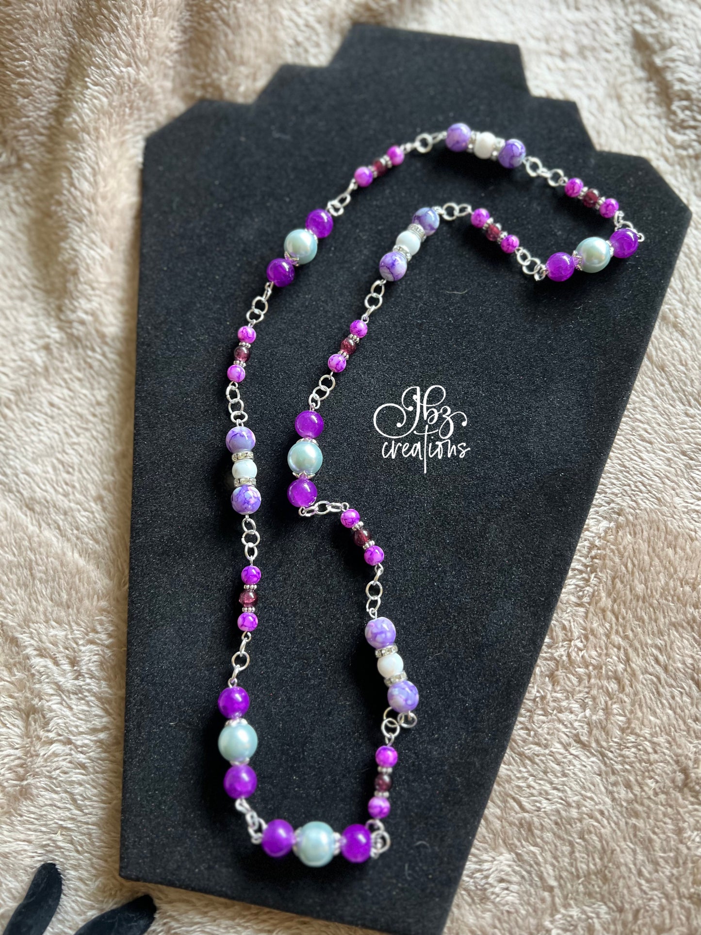 Purple and Light blue bead Jewelry Set