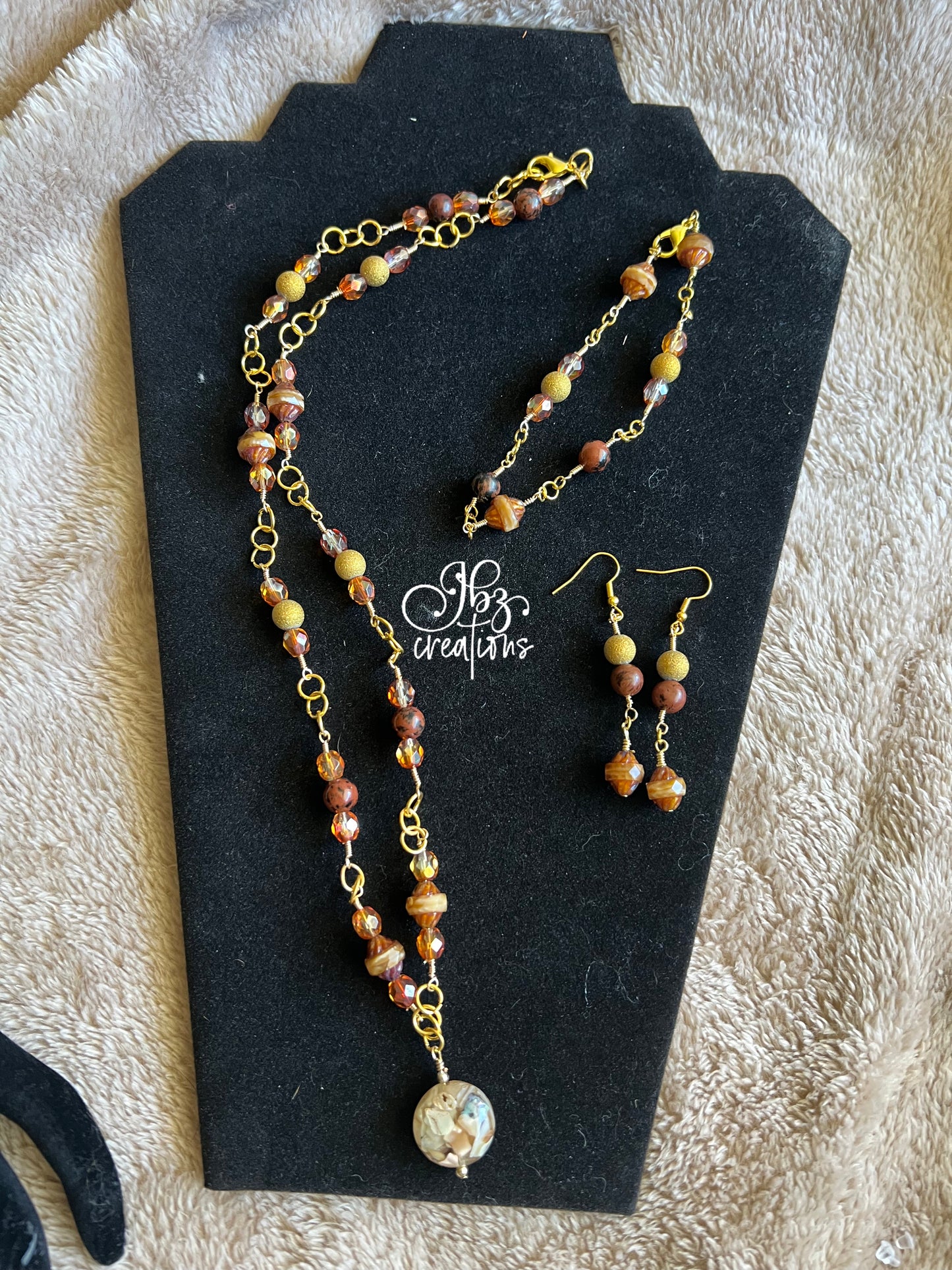 Gold and Brown Bead Jewelry Set