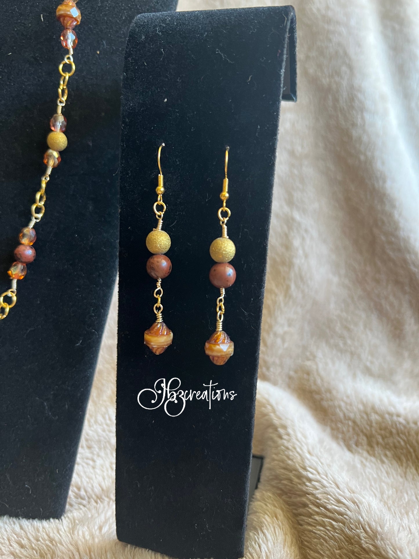 Gold and Brown Bead Jewelry Set