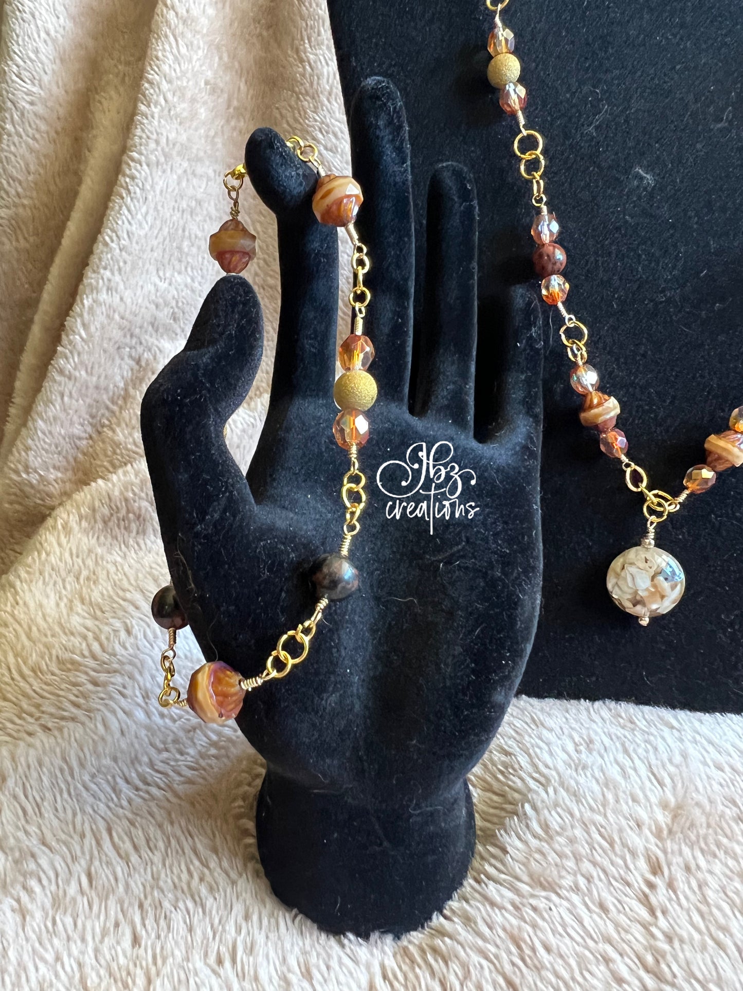 Gold and Brown Bead Jewelry Set