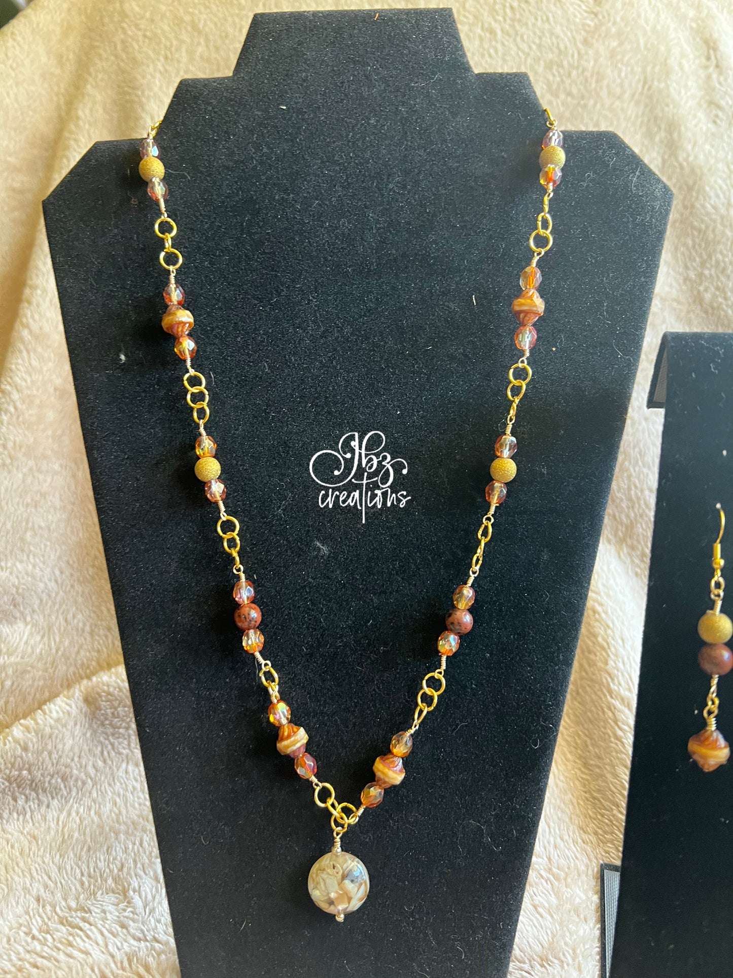 Gold and Brown Bead Jewelry Set