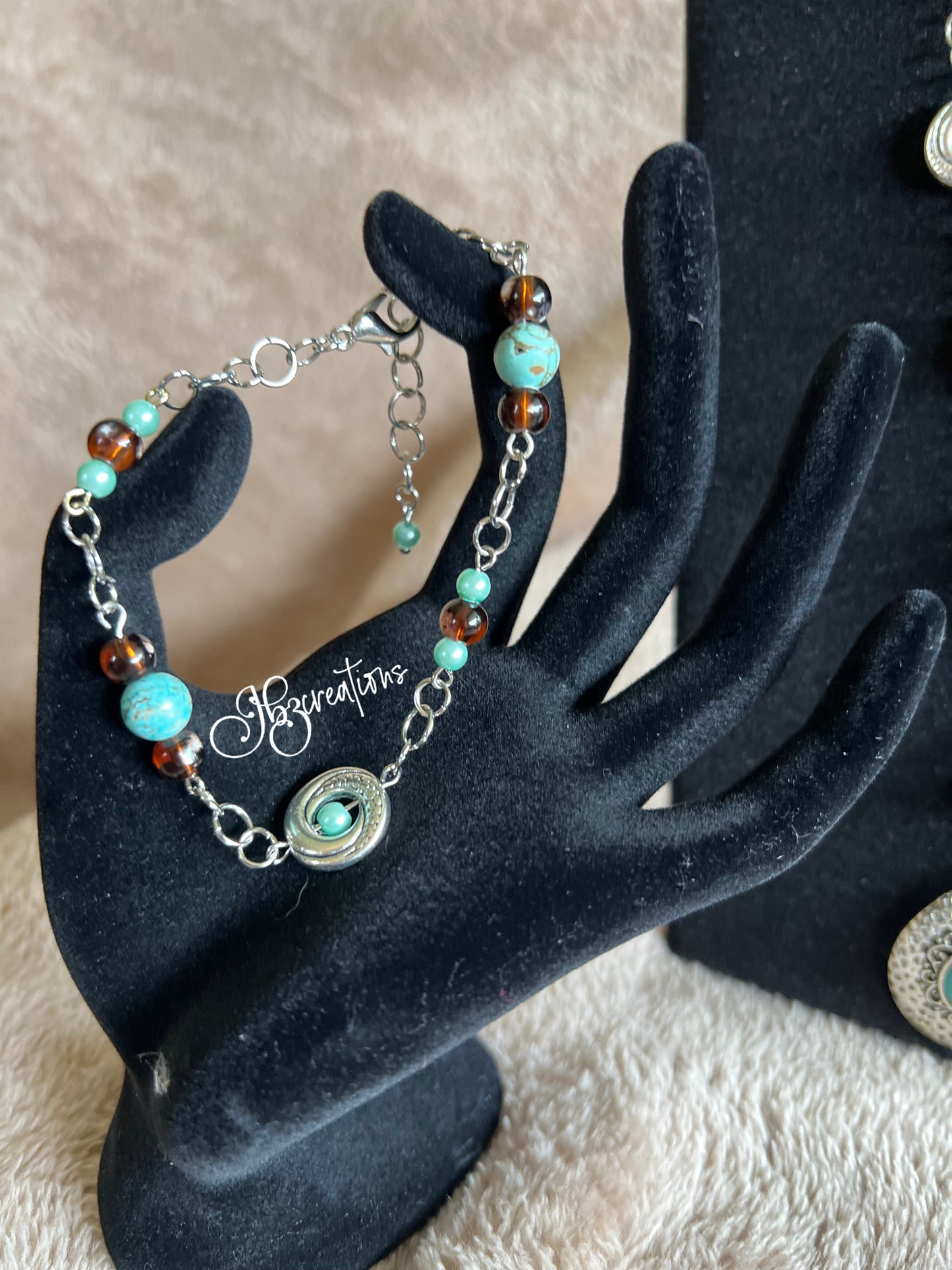 Teal, Brown and Silver Jewlery Set