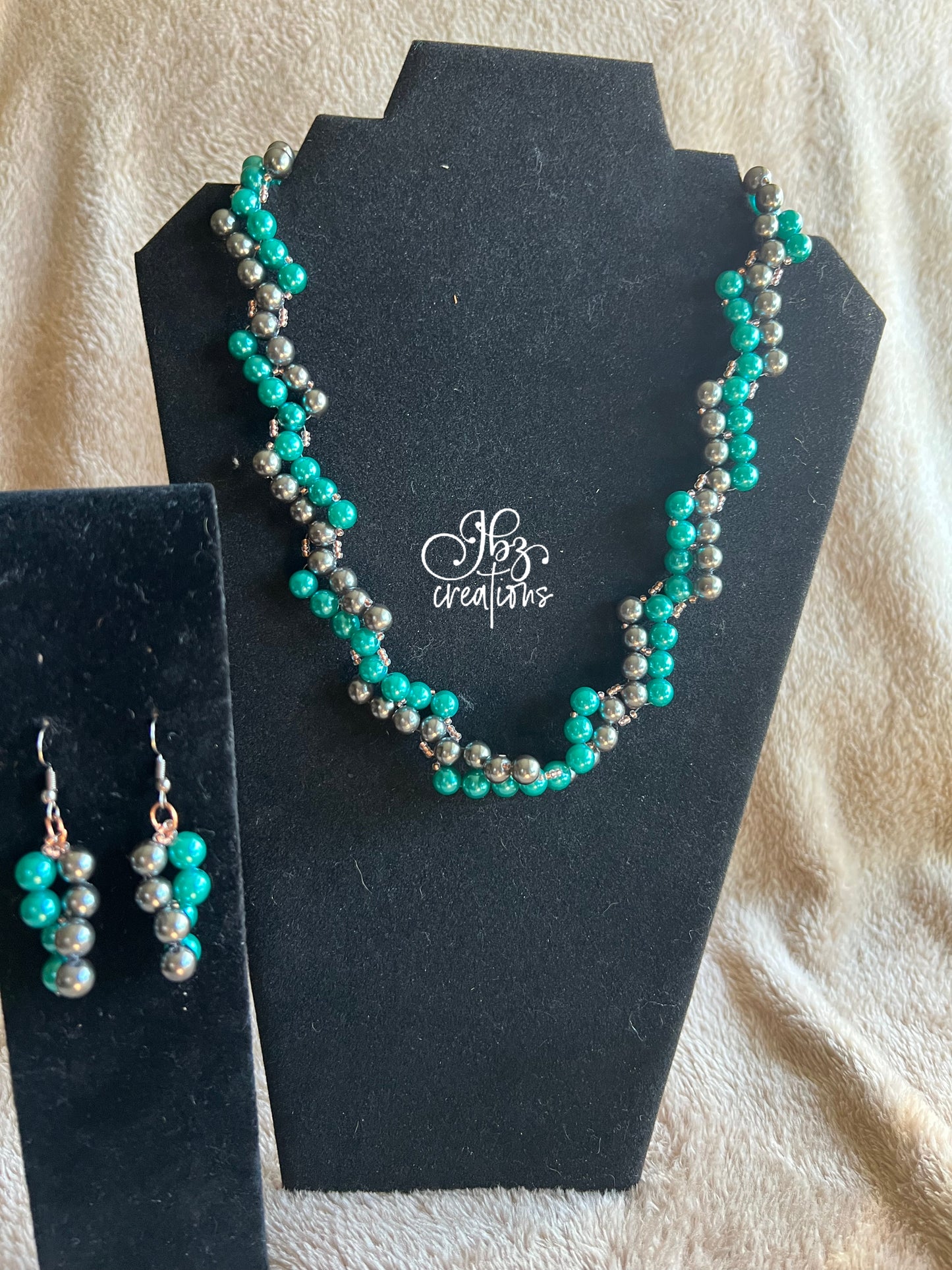 Teal and Grafite Pearl Jewelry Set