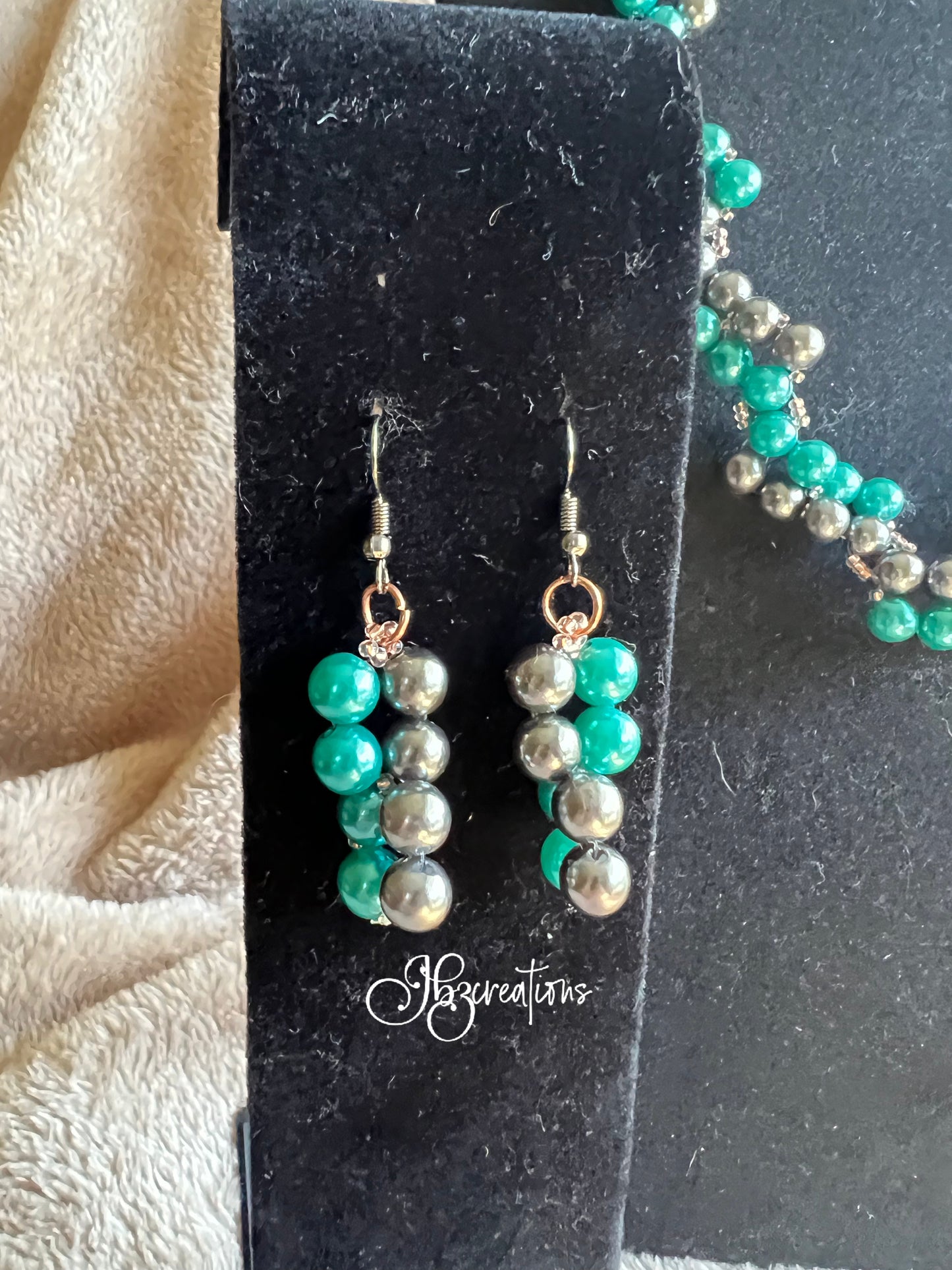 Teal and Grafite Pearl Jewelry Set