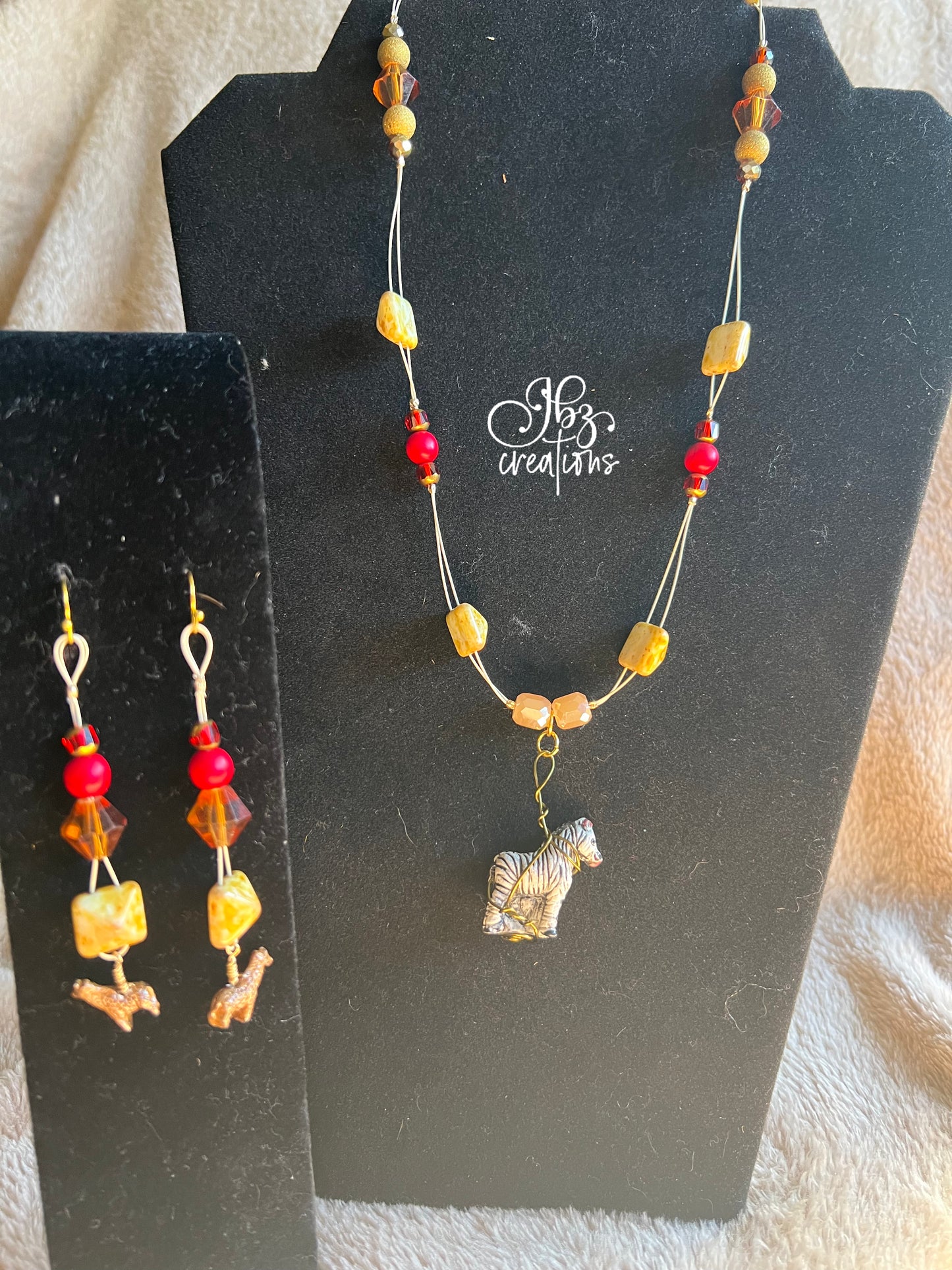 Red Bone Giraffe Jewelry Set