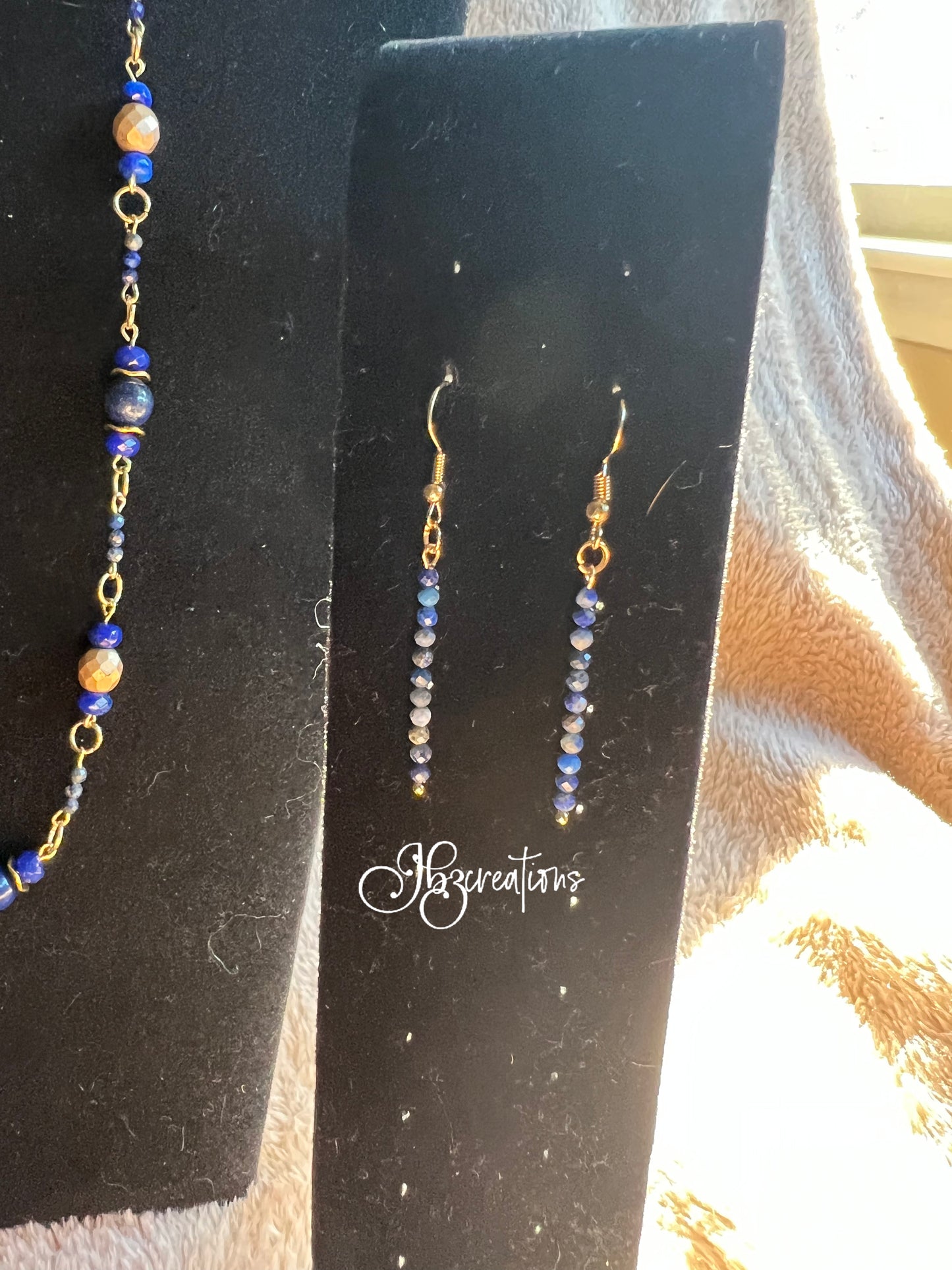 Blue and Gold Glass Bead Jewelry Set