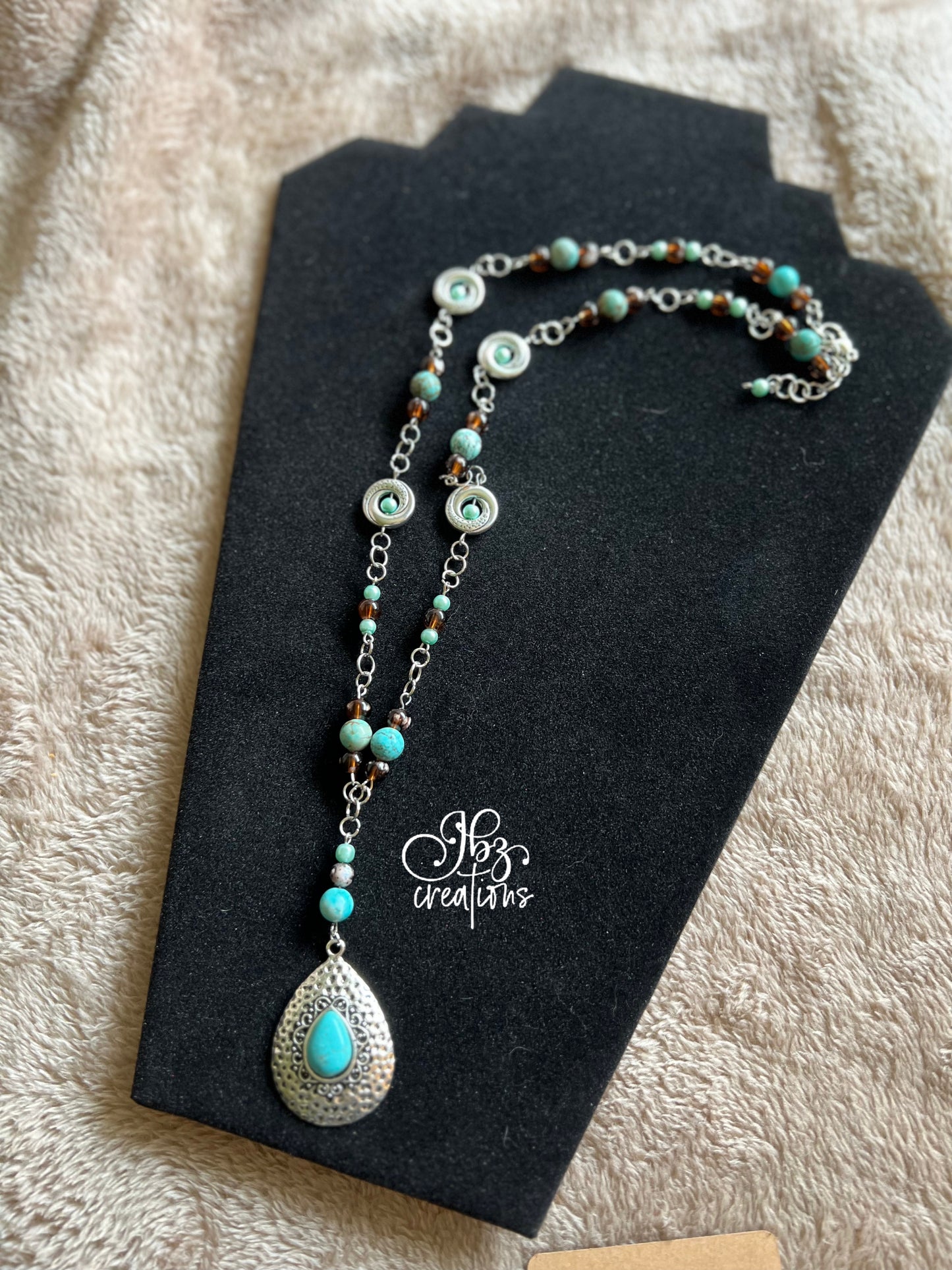 Teal, Brown and Silver Jewlery Set