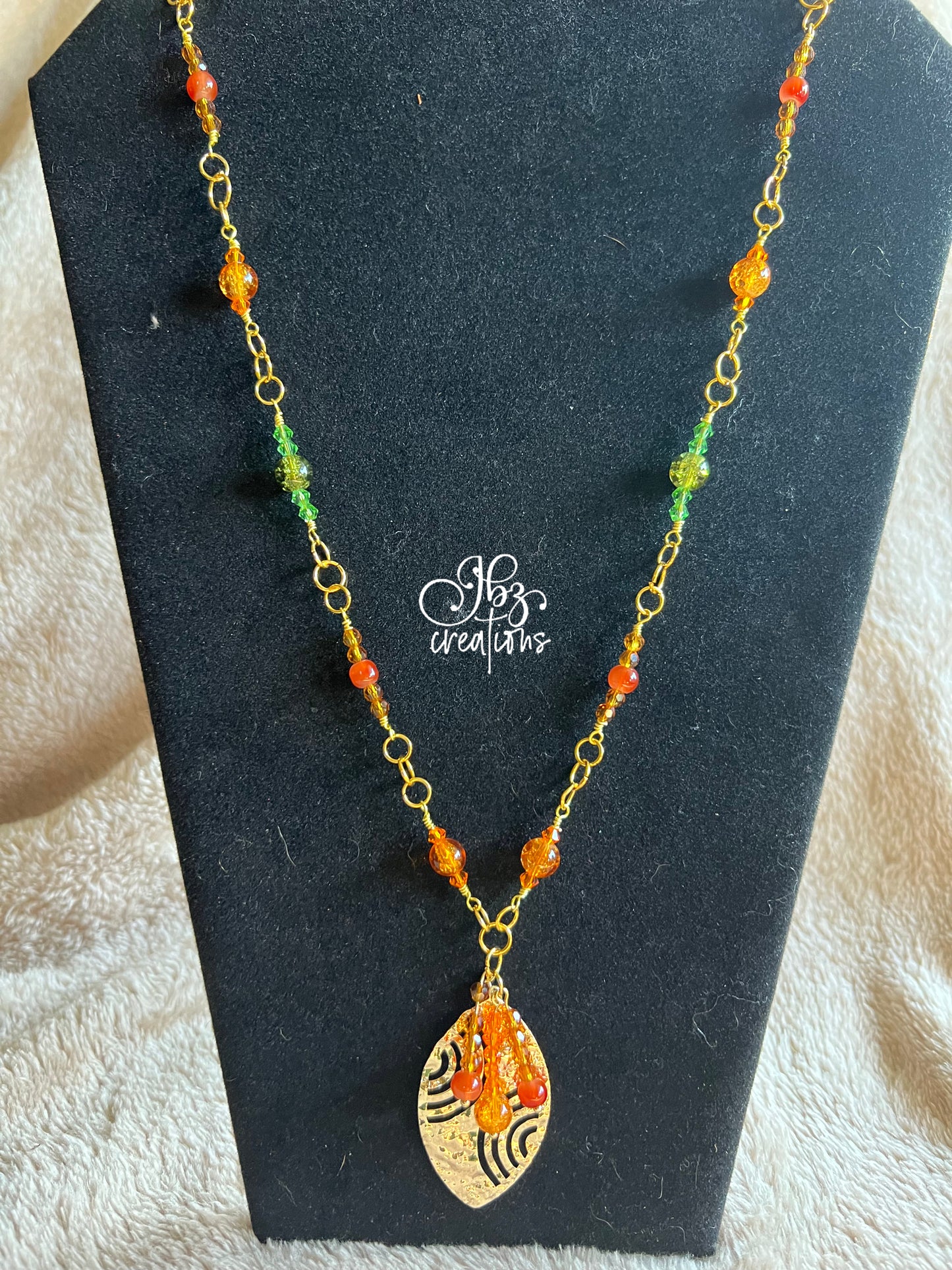 Orange, Green, Red and Gold Leaf Jewelry Set