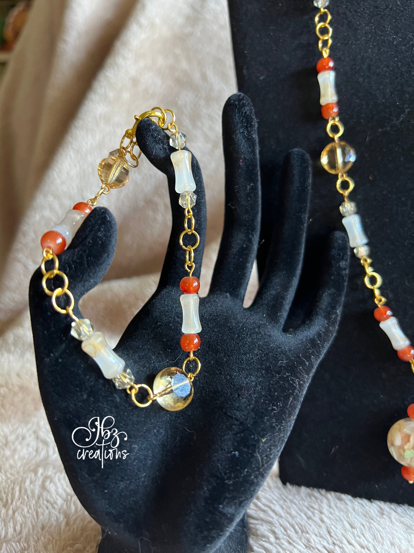 Dark orange-brown and Bone Jewlery Set