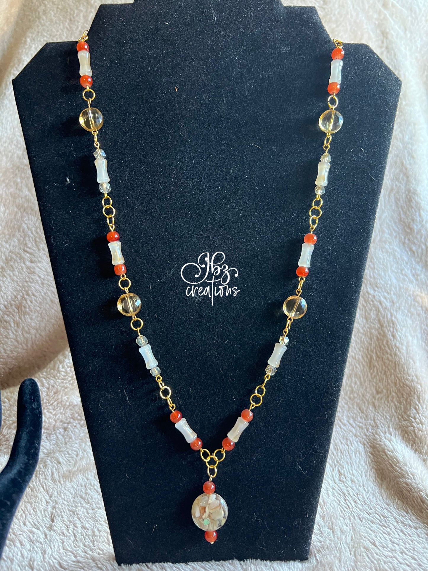 Dark orange-brown and Bone Jewlery Set