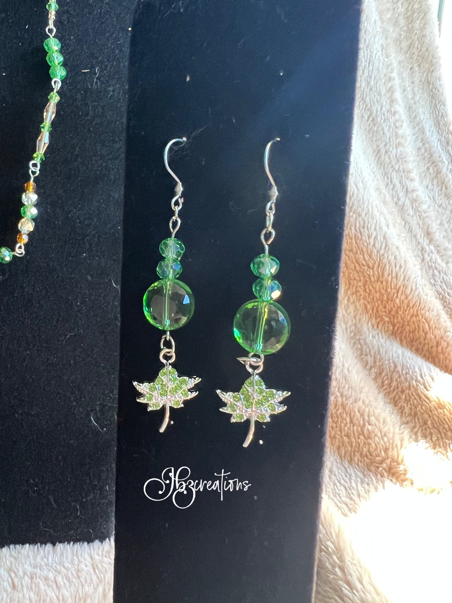 Green and Silver Leaf Jewelry Set